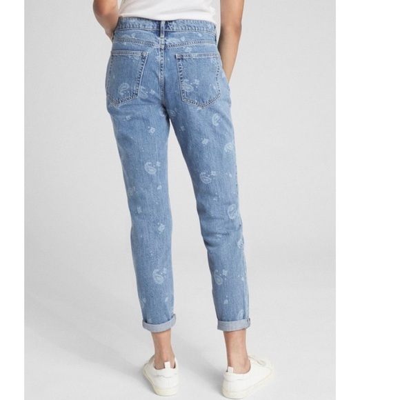 GAP Mid Rise Best Girlf Jeans Floral Detail Size 27 - Picture 2 of 8